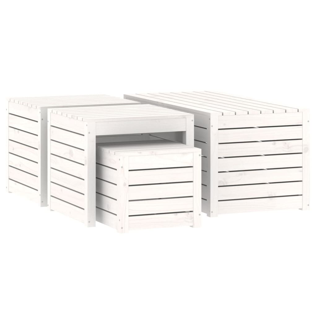 vidaXL Set cutii de grădină, 4 piese, alb, lemn masiv de pin vidaXL Set cutii de grădină, 4 piese, alb, lemn masiv de pin