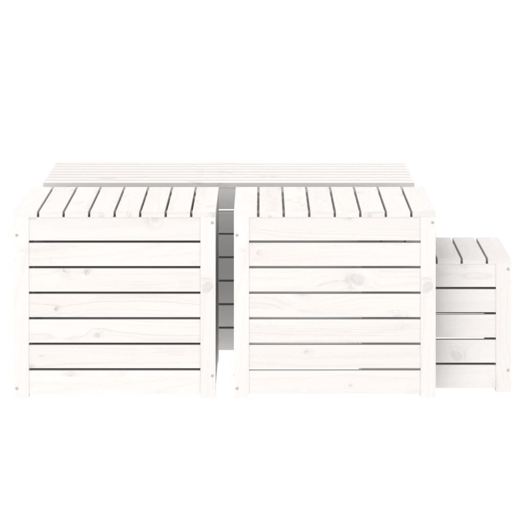 vidaXL Set cutii de grădină, 4 piese, alb, lemn masiv de pin vidaXL Set cutii de grădină, 4 piese, alb, lemn masiv de pin