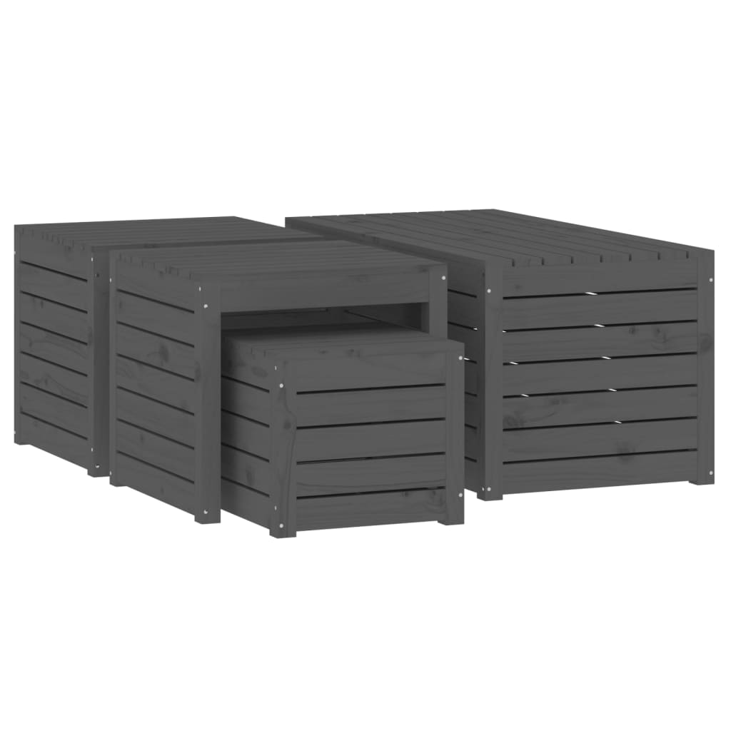 vidaXL Set cutii de grădină, 4 piese, gri, lemn masiv de pin vidaXL Set cutii de grădină, 4 piese, gri, lemn masiv de pin