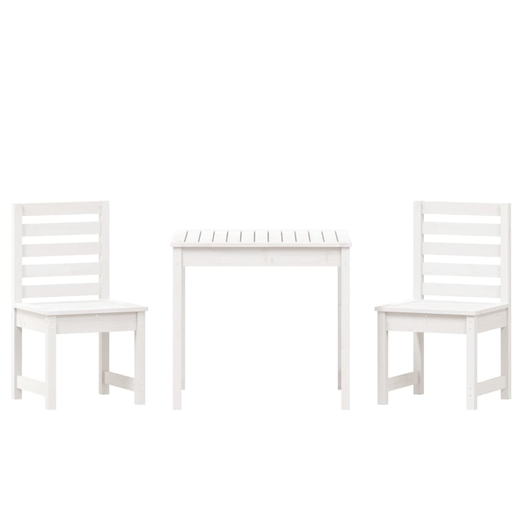 vidaXL Set bistro de grădină, 3 piese, alb, lemn masiv de pin vidaXL Set bistro de grădină, 3 piese, alb, lemn masiv de pin