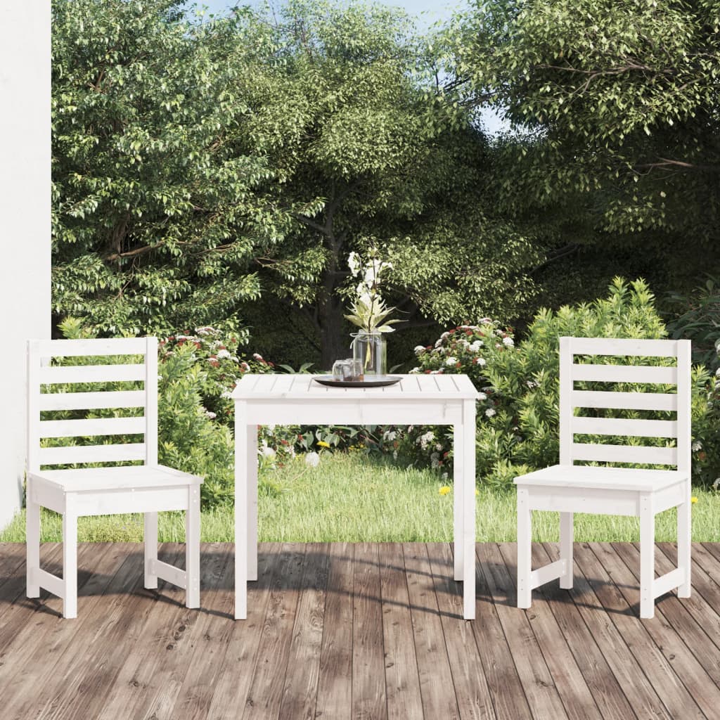 vidaXL Set bistro de grădină, 3 piese, alb, lemn masiv de pin vidaXL Set bistro de grădină, 3 piese, alb, lemn masiv de pin
