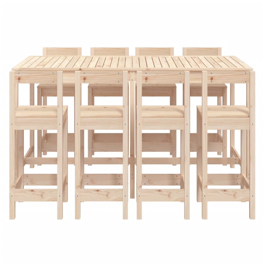vidaXL Set bar de grădină, 9 piese, lemn masiv de pin