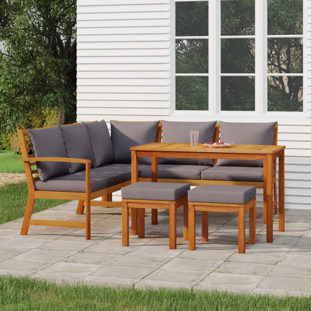 vidaXL Set mobilier grădină cu perne, 6 piese, lemn masiv acacia vidaXL Set mobilier grădină cu perne, 6 piese, lemn masiv acacia
