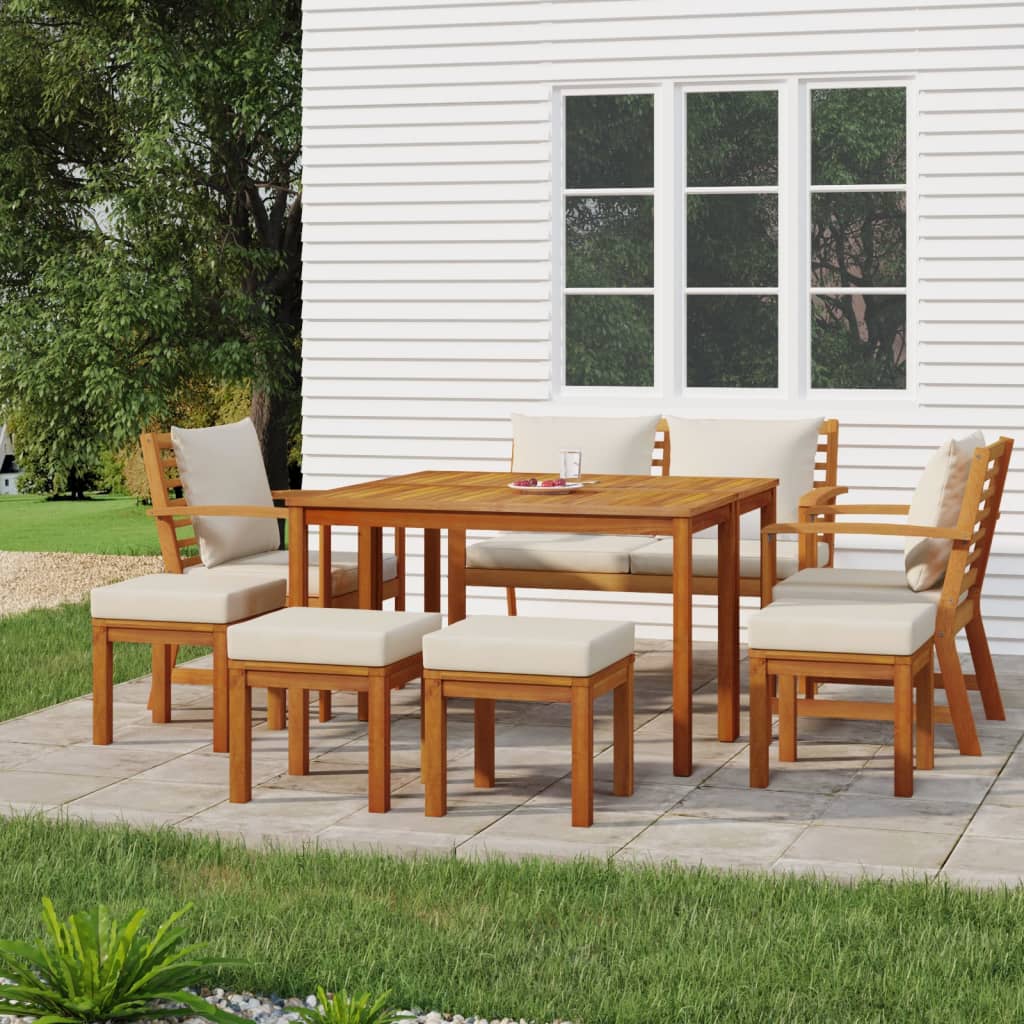 vidaXL Set mobilier de grădină cu perne, 9 piese, lemn masiv de acacia vidaXL Set mobilier de grădină cu perne, 9 piese, lemn masiv de acacia