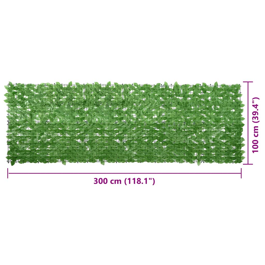 vidaXL Paravan de balcon, frunze verde închis, 300x100 cm