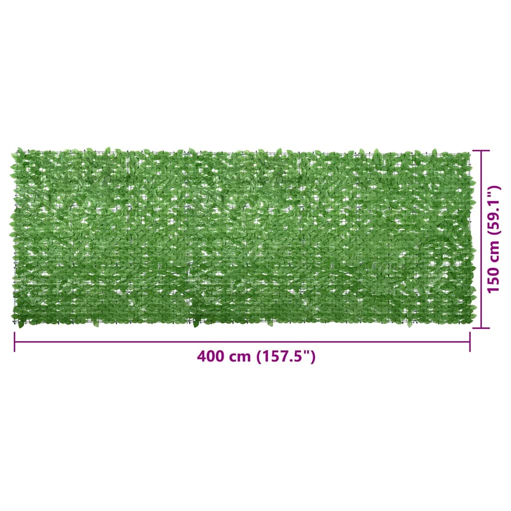 vidaXL Paravan de balcon, frunze verzi, 400x150 cm