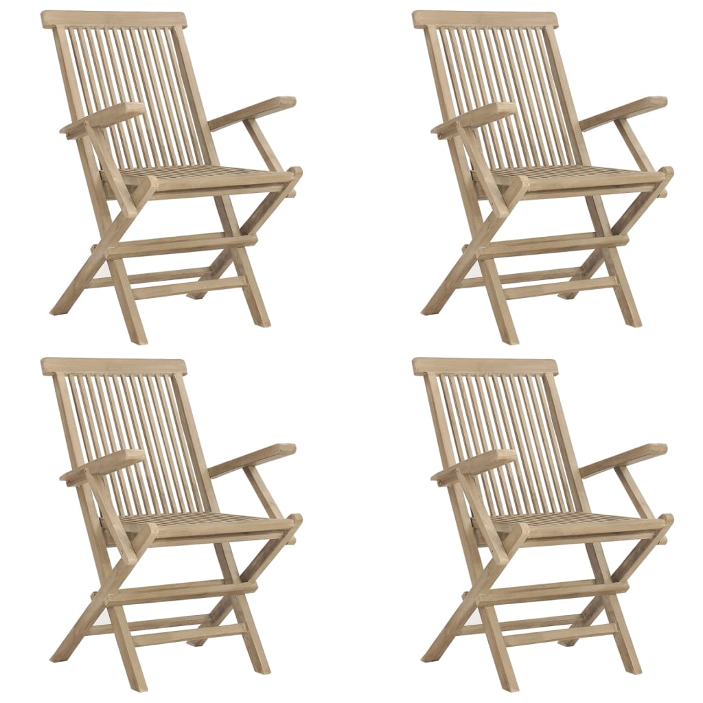 vidaXL Set mobilier de grădină, 5 piese, gri, lemn masiv de tec vidaXL Set mobilier de grădină, 5 piese, gri, lemn masiv de tec