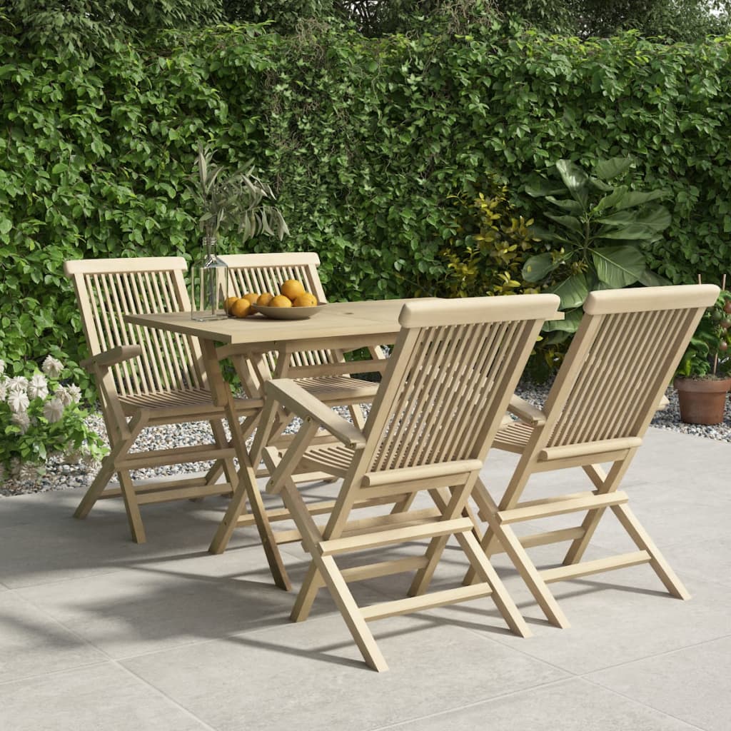 vidaXL Set mobilier de grădină, 5 piese, gri, lemn masiv de tec vidaXL Set mobilier de grădină, 5 piese, gri, lemn masiv de tec