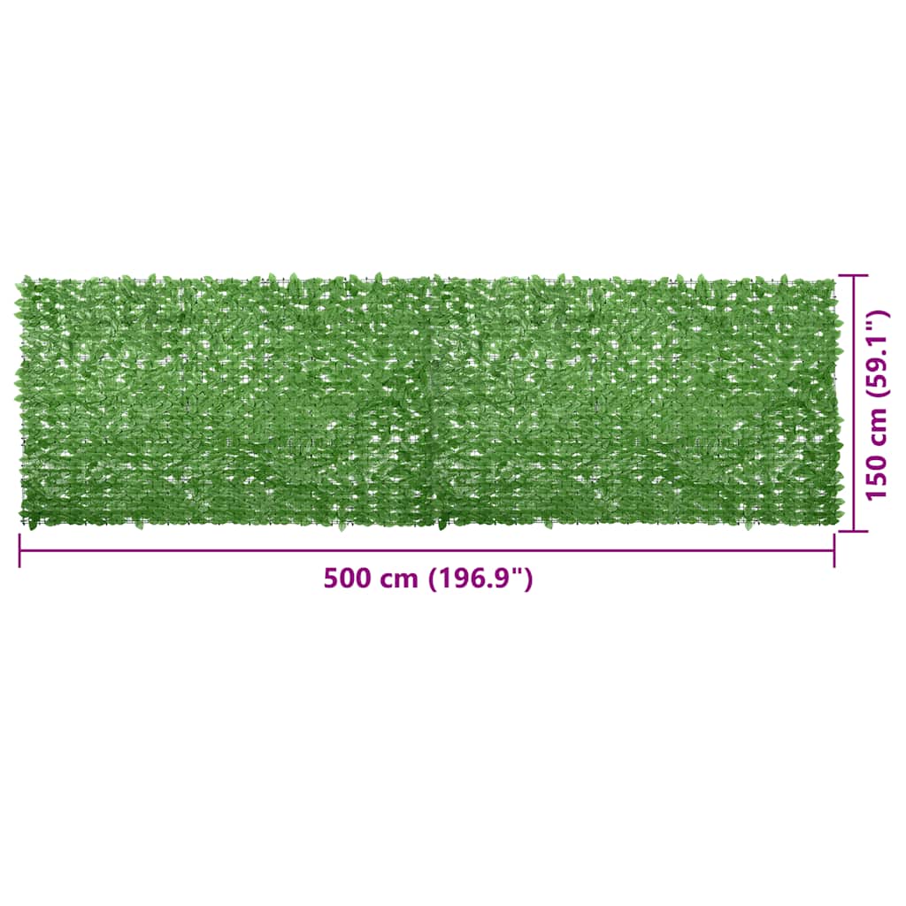 vidaXL Paravan de balcon, frunze verzi, 500x150 cm