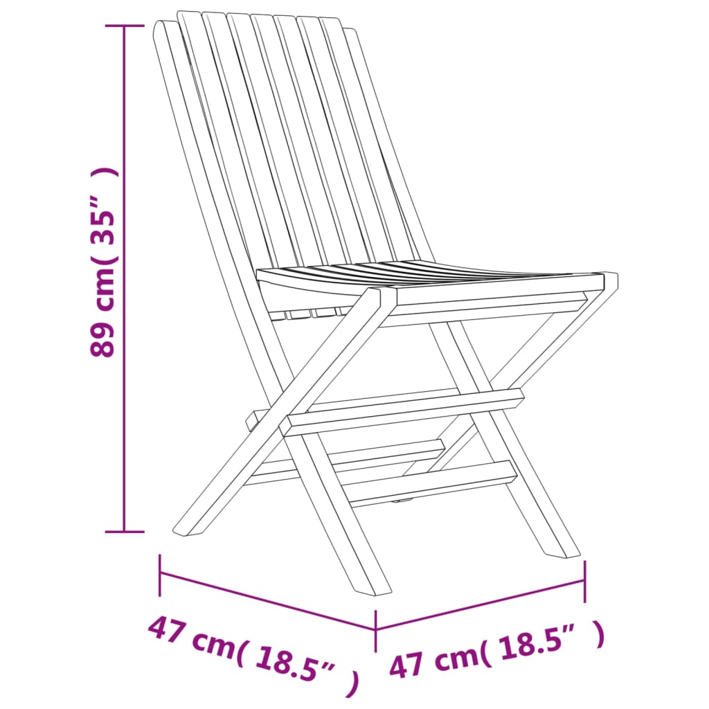vidaXL Scaune de grădină pliante, 6 buc., 47x47x89 cm, lemn masiv tec vidaXL Scaune de grădină pliante, 6 buc., 47x47x89 cm, lemn masiv tec