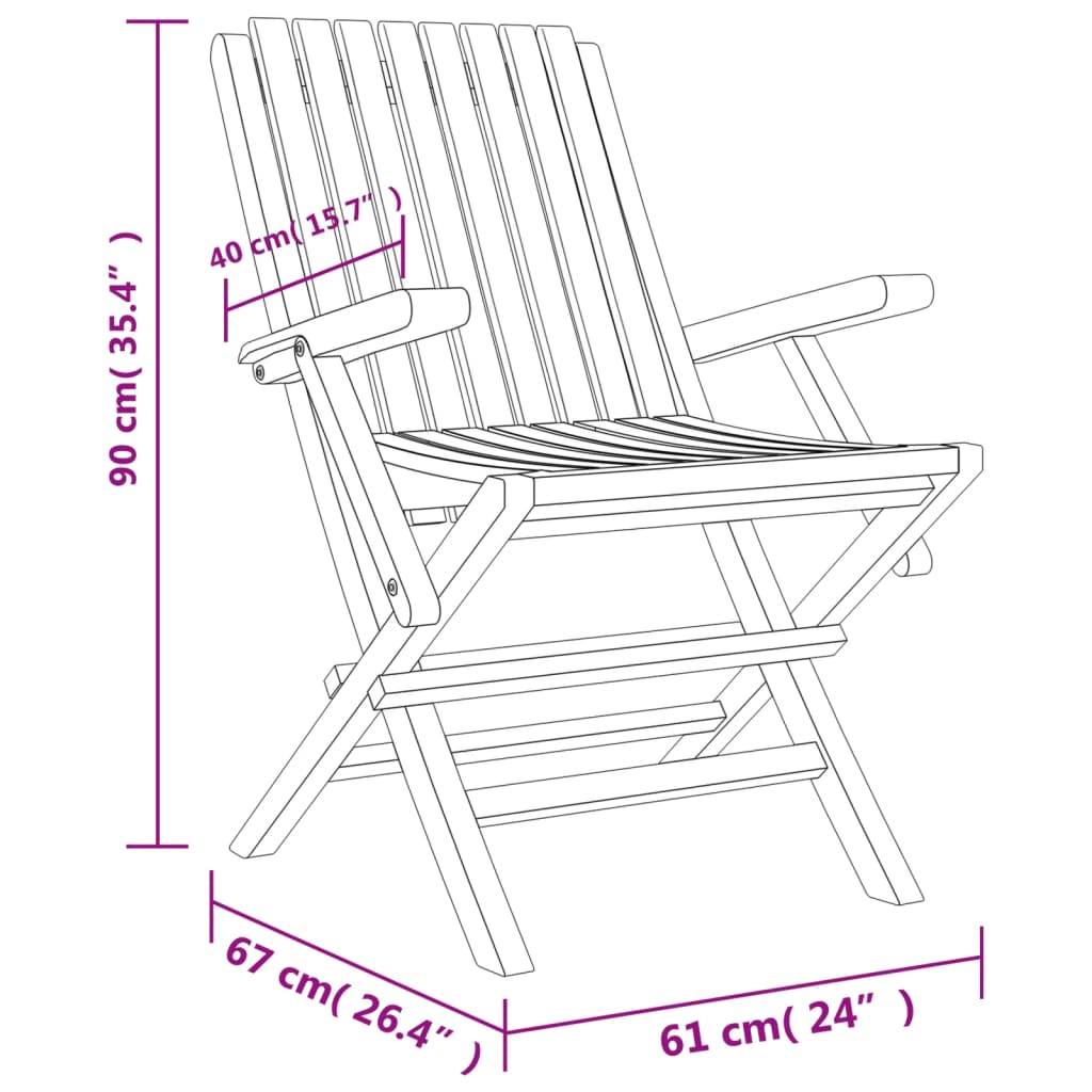 vidaXL Scaune de grădină pliante, 4 buc., 61x67x90 cm, lemn masiv tec vidaXL Scaune de grădină pliante, 4 buc., 61x67x90 cm, lemn masiv tec