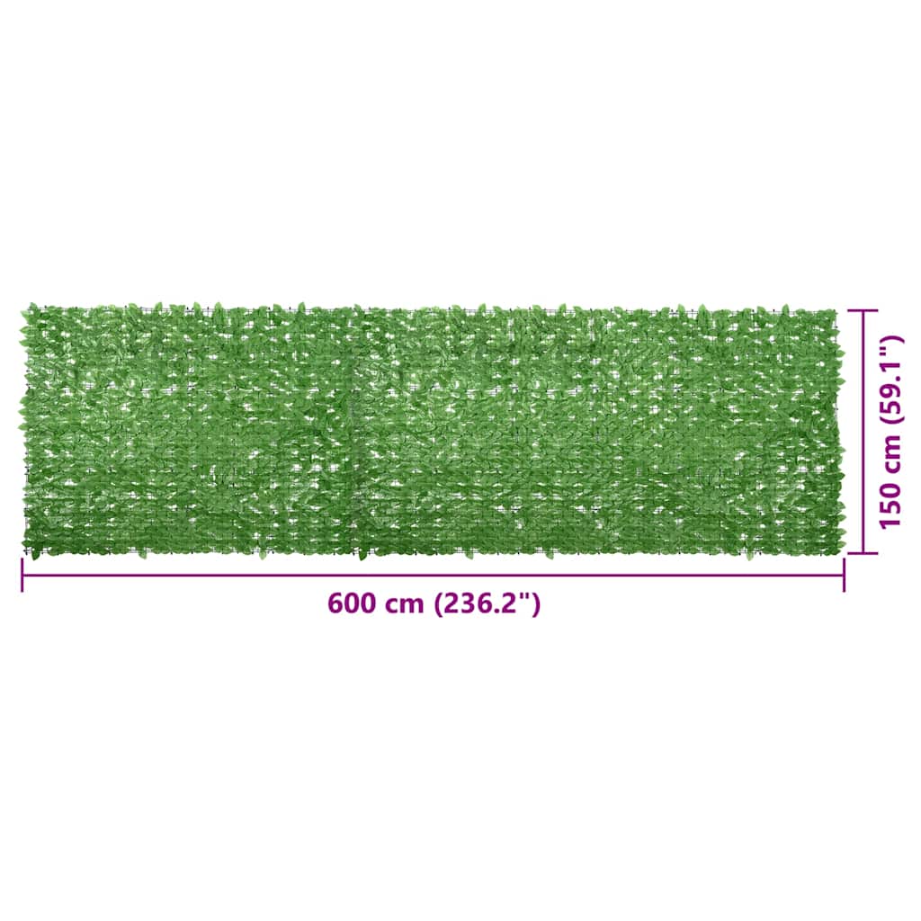 vidaXL Paravan de balcon, frunze verzi, 600x150 cm