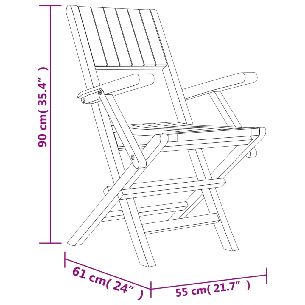 vidaXL Scaune de grădină pliante, 4 buc., 55x61x90 cm, lemn masiv tec vidaXL Scaune de grădină pliante, 4 buc., 55x61x90 cm, lemn masiv tec