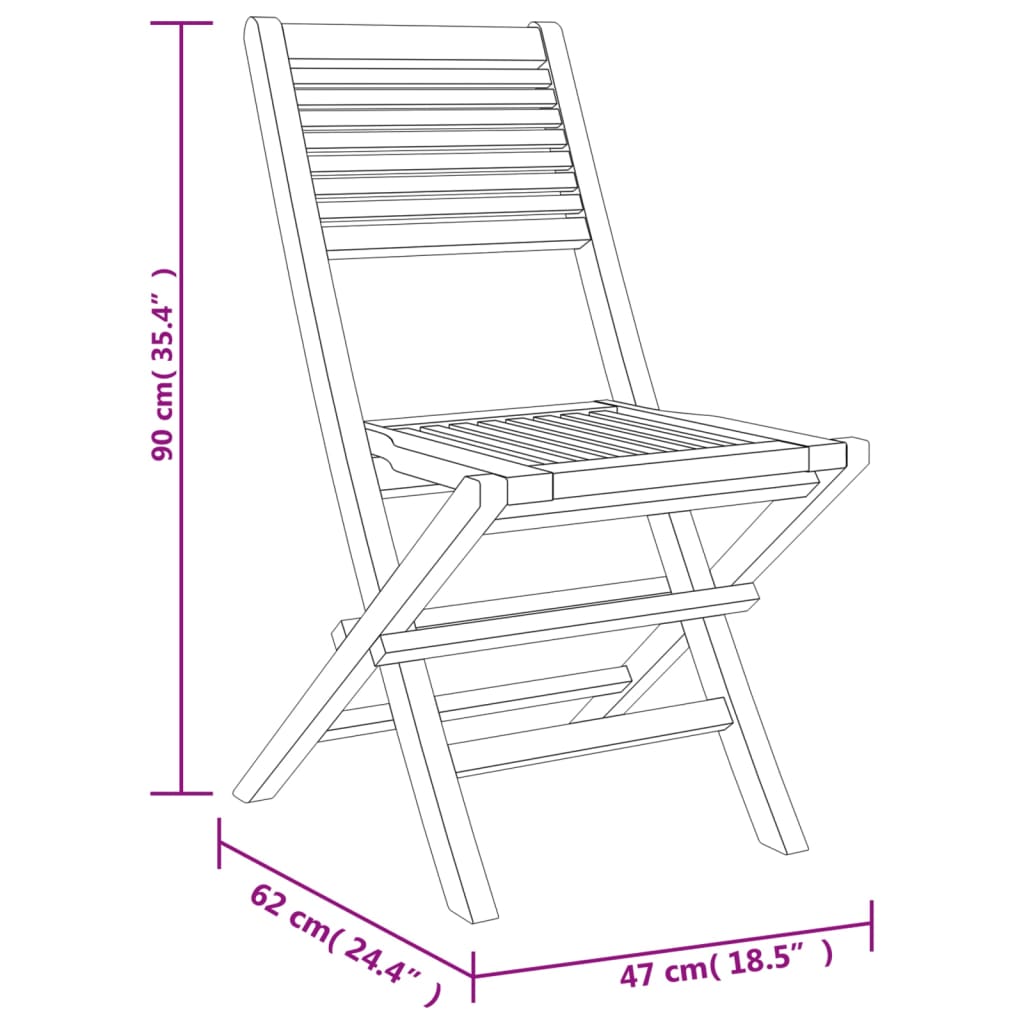 vidaXL Scaune de grădină pliante, 4 buc., 47x62x90 cm, lemn masiv tec vidaXL Scaune de grădină pliante, 4 buc., 47x62x90 cm, lemn masiv tec