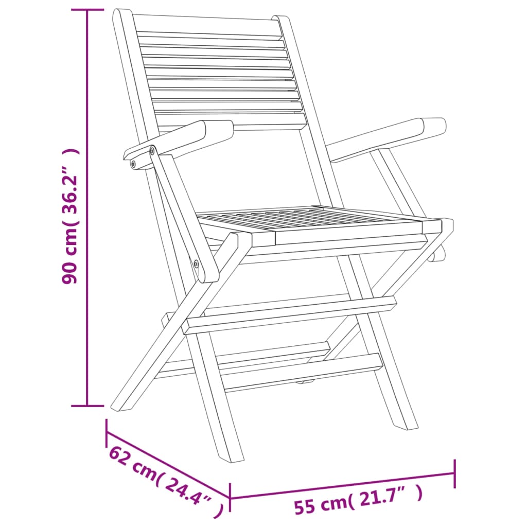 vidaXL Scaune de grădină pliante, 4 buc., 55x62x90 cm, lemn masiv tec vidaXL Scaune de grădină pliante, 4 buc., 55x62x90 cm, lemn masiv tec