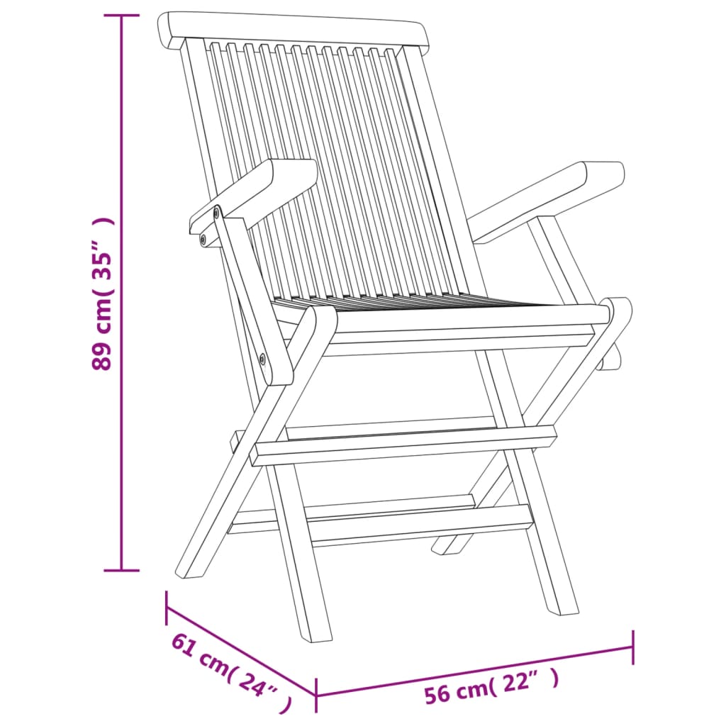 vidaXL Scaune de grădină pliante 4 buc. gri 56x61x89 cm lemn masiv tec vidaXL Scaune de grădină pliante 4 buc. gri 56x61x89 cm lemn masiv tec