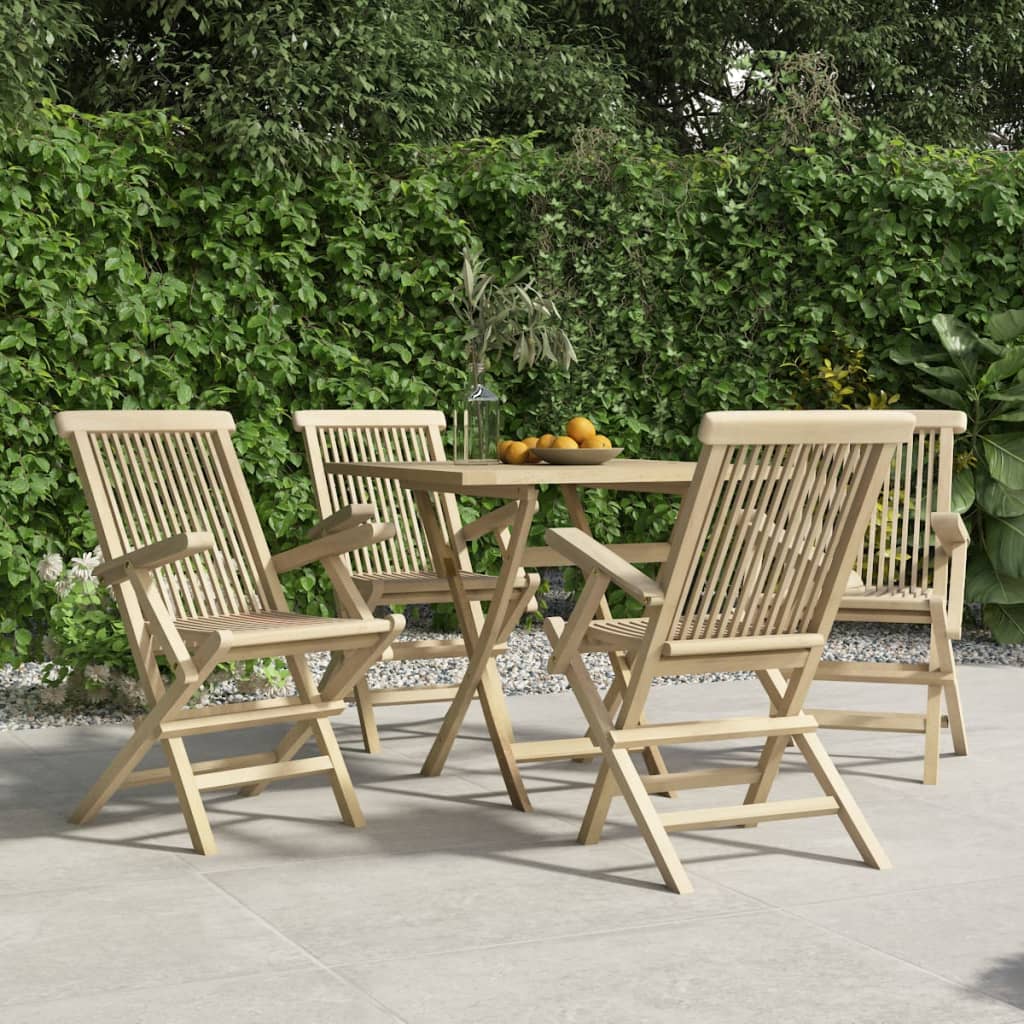 vidaXL Scaune de grădină pliante 4 buc. gri 56x61x89 cm lemn masiv tec vidaXL Scaune de grădină pliante 4 buc. gri 56x61x89 cm lemn masiv tec