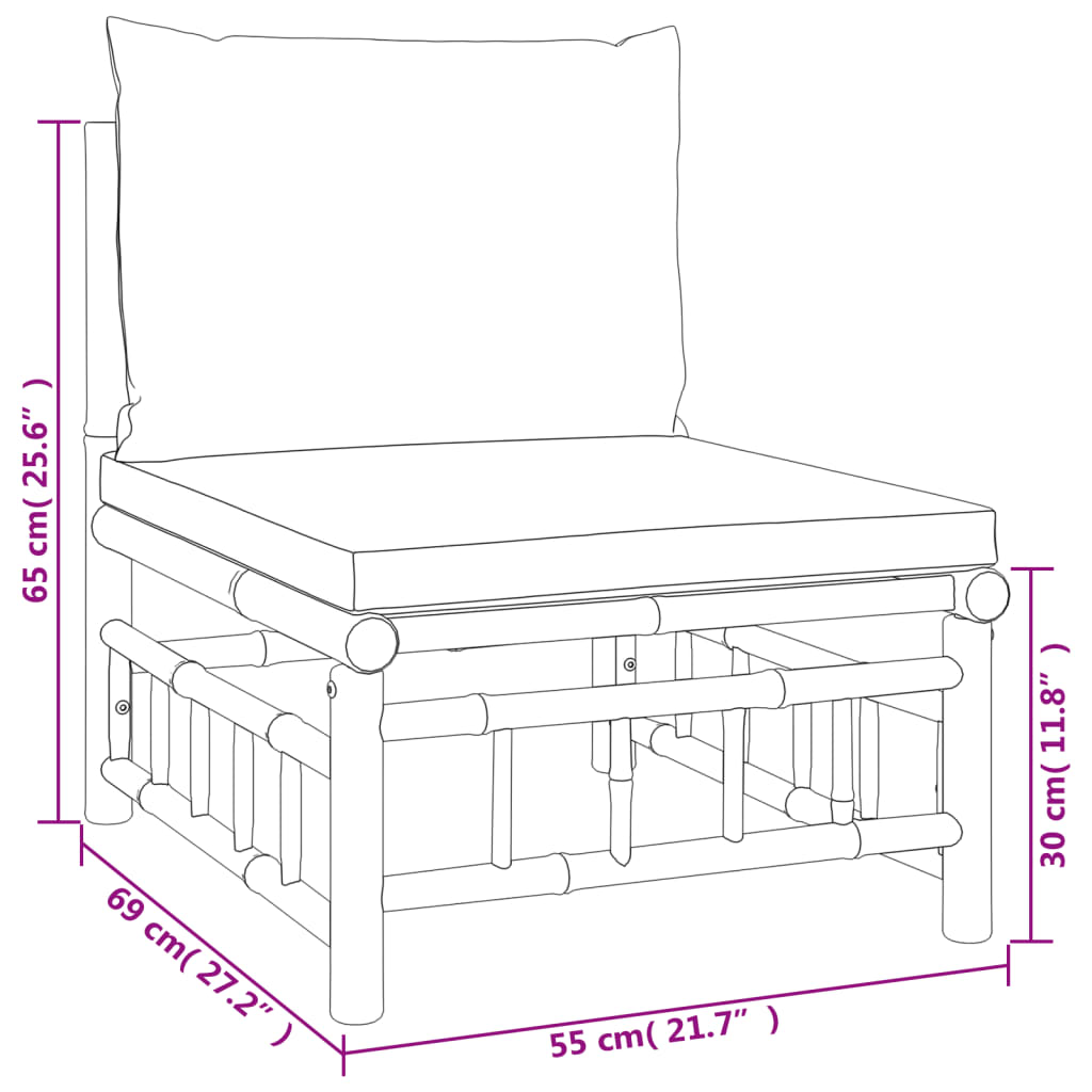 vidaXL Set mobilier de grădină, cu perne alb crem, 4 piese, bambus vidaXL Set mobilier de grădină, cu perne alb crem, 4 piese, bambus