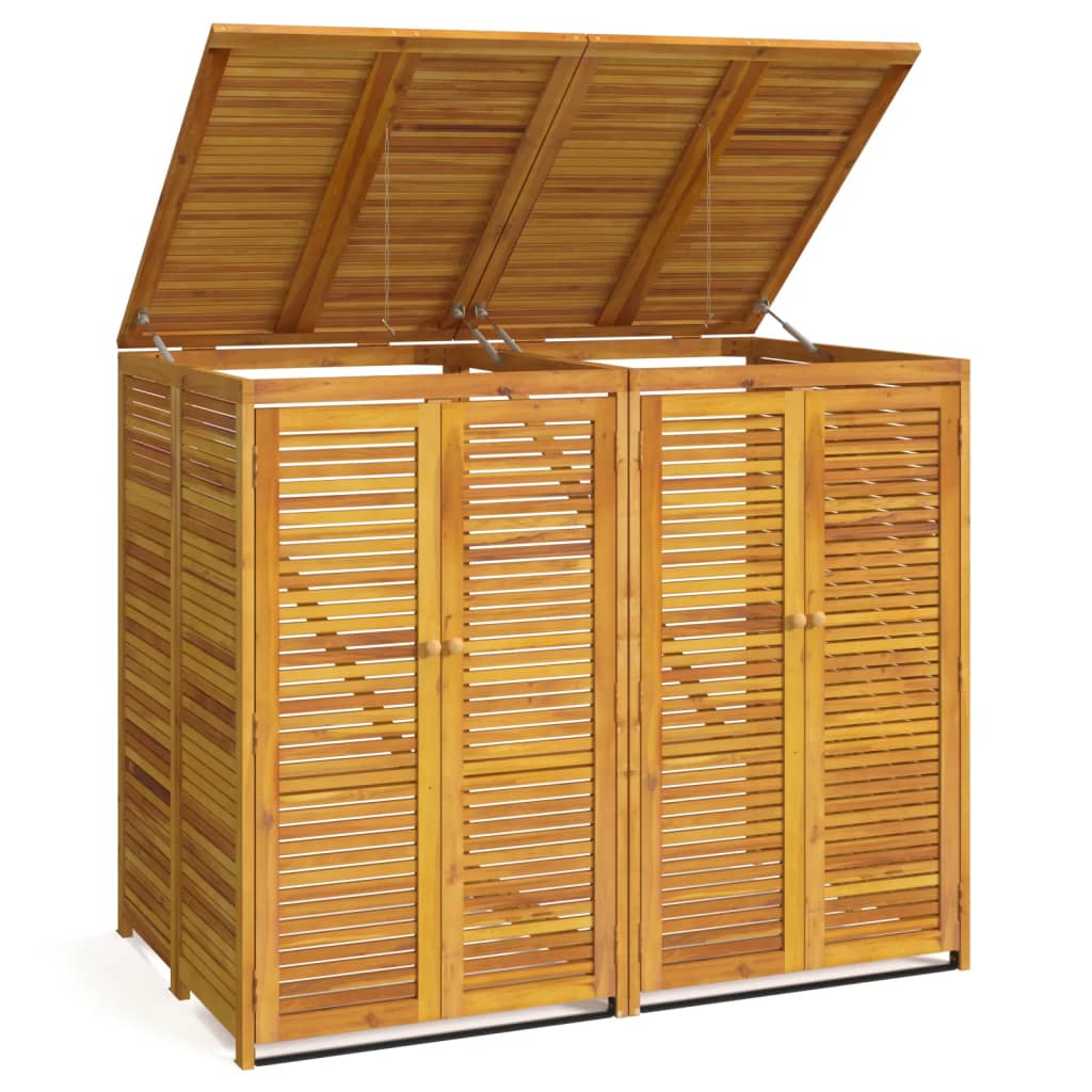 vidaXL Magazie pubelă gunoi dublă, 140x89x117 cm, lemn masiv de acacia vidaXL Magazie pubelă gunoi dublă, 140x89x117 cm, lemn masiv de acacia
