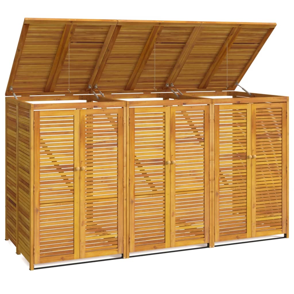 vidaXL Magazie pubelă gunoi triplă, 210x89x117 cm, lemn masiv acacia vidaXL Magazie pubelă gunoi triplă, 210x89x117 cm, lemn masiv acacia