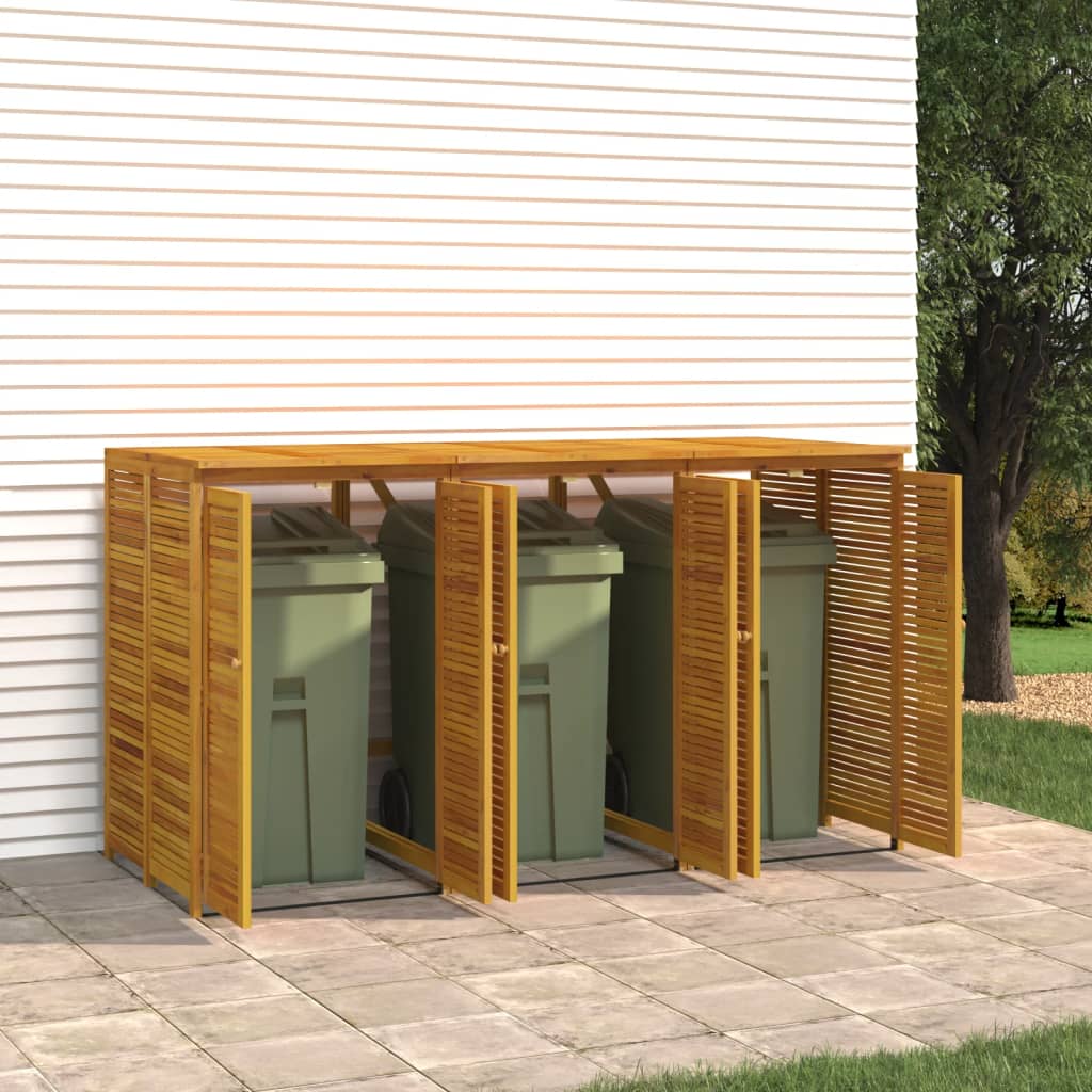 vidaXL Magazie pubelă gunoi triplă, 210x89x117 cm, lemn masiv acacia vidaXL Magazie pubelă gunoi triplă, 210x89x117 cm, lemn masiv acacia