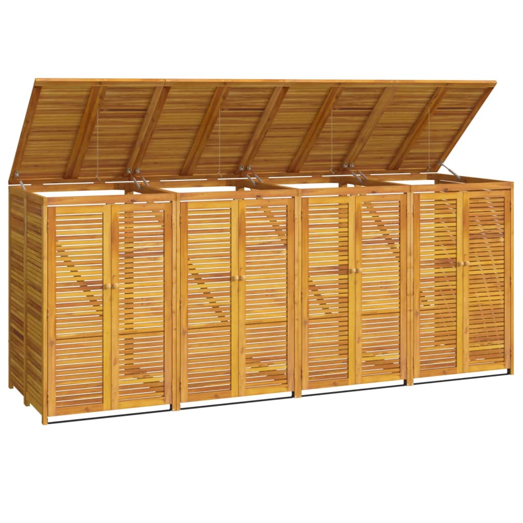 vidaXL Magazie pubelă gunoi cvadruplă, 280x89x117 cm lemn masiv acacia vidaXL Magazie pubelă gunoi cvadruplă, 280x89x117 cm lemn masiv acacia