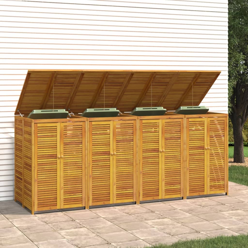 vidaXL Magazie pubelă gunoi cvadruplă, 280x89x117 cm lemn masiv acacia vidaXL Magazie pubelă gunoi cvadruplă, 280x89x117 cm lemn masiv acacia