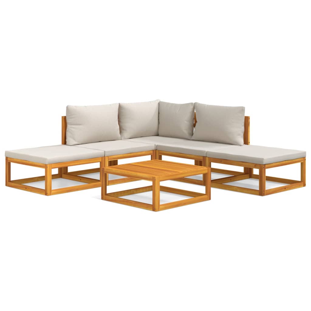 vidaXL Set mobilier grădină, perne gri deschis, 6 piese, lemn masiv