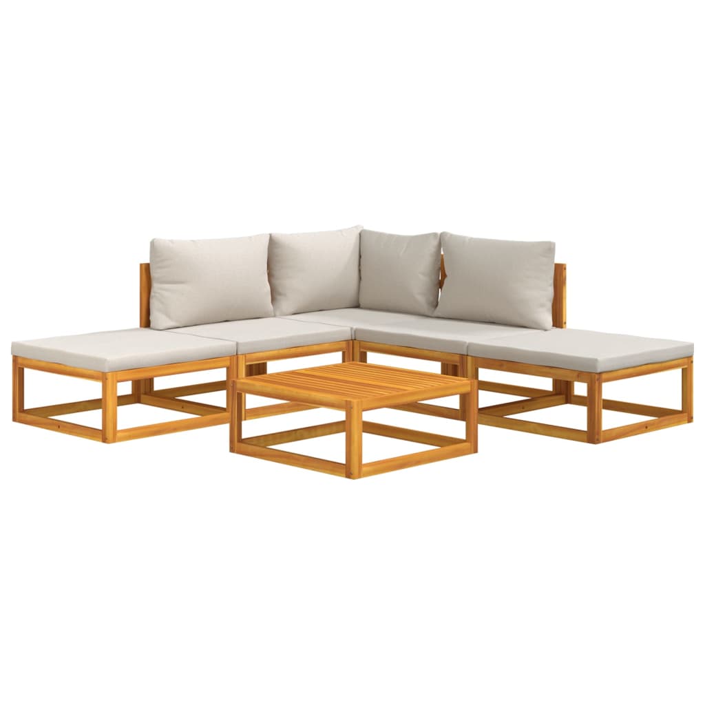 vidaXL Set mobilier grădină, perne gri deschis, 6 piese, lemn masiv