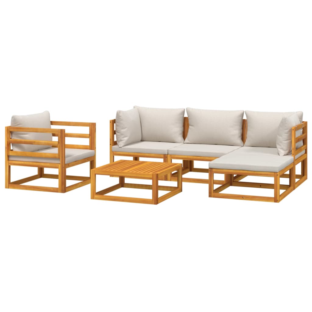 vidaXL Set mobilier grădină, perne gri deschis, 6 piese, lemn masiv