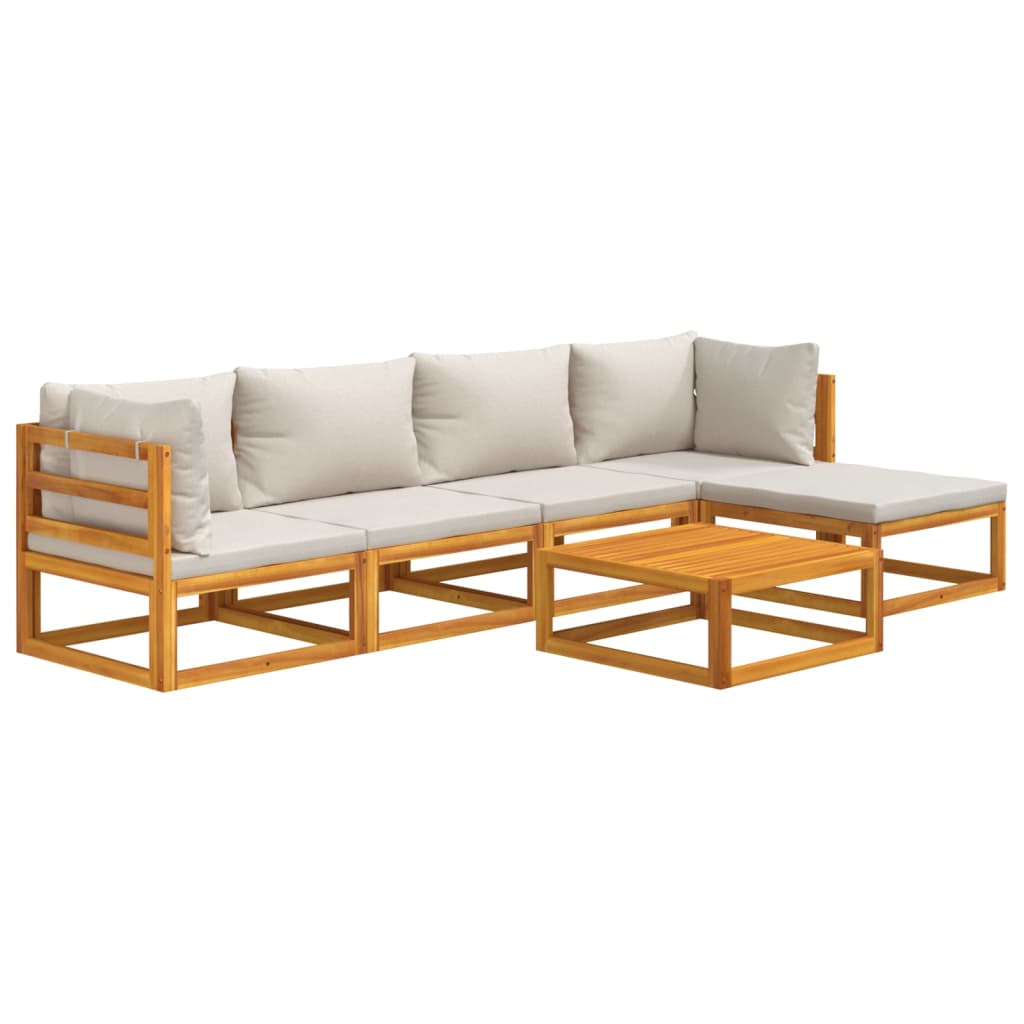 vidaXL Set mobilier grădină, perne gri deschis, 6 piese, lemn masiv