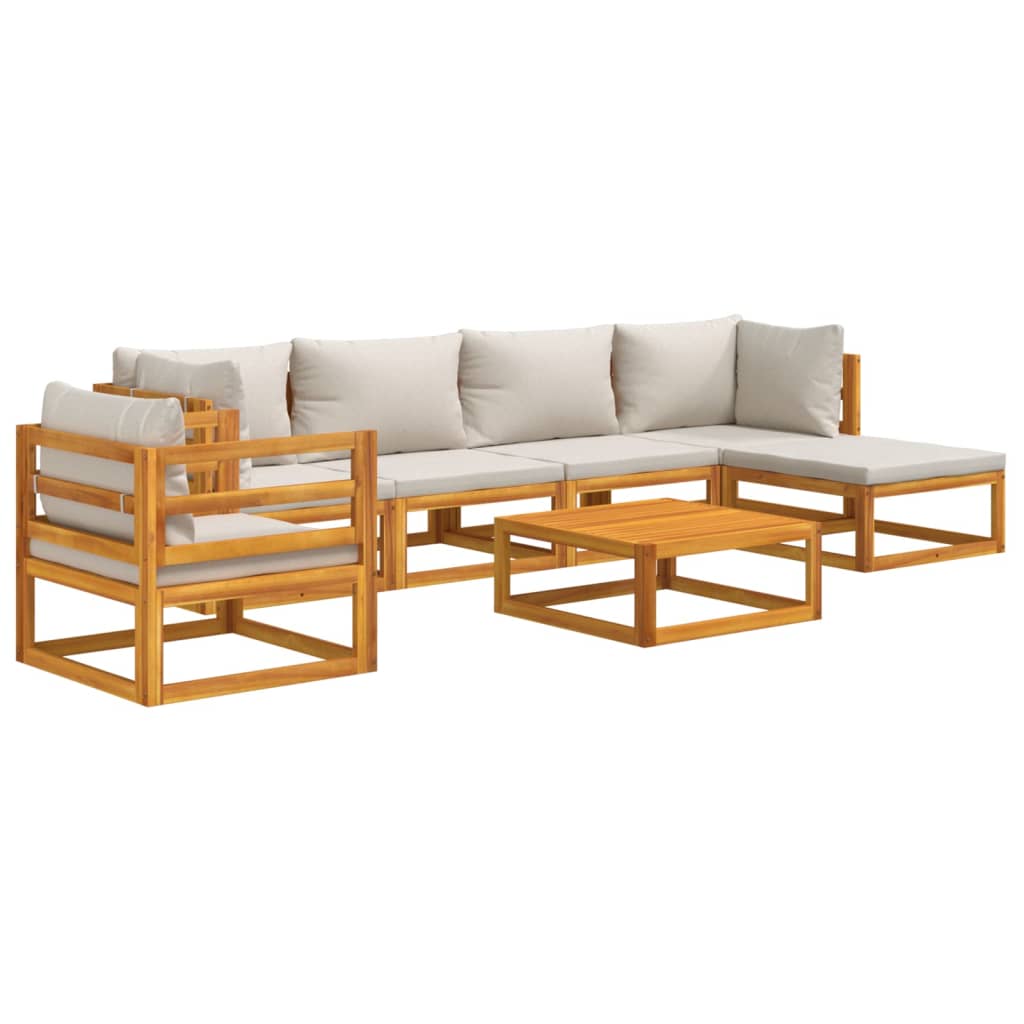 vidaXL Set mobilier grădină, perne gri deschis, 7 piese, lemn masiv vidaXL Set mobilier grădină, perne gri deschis, 7 piese, lemn masiv