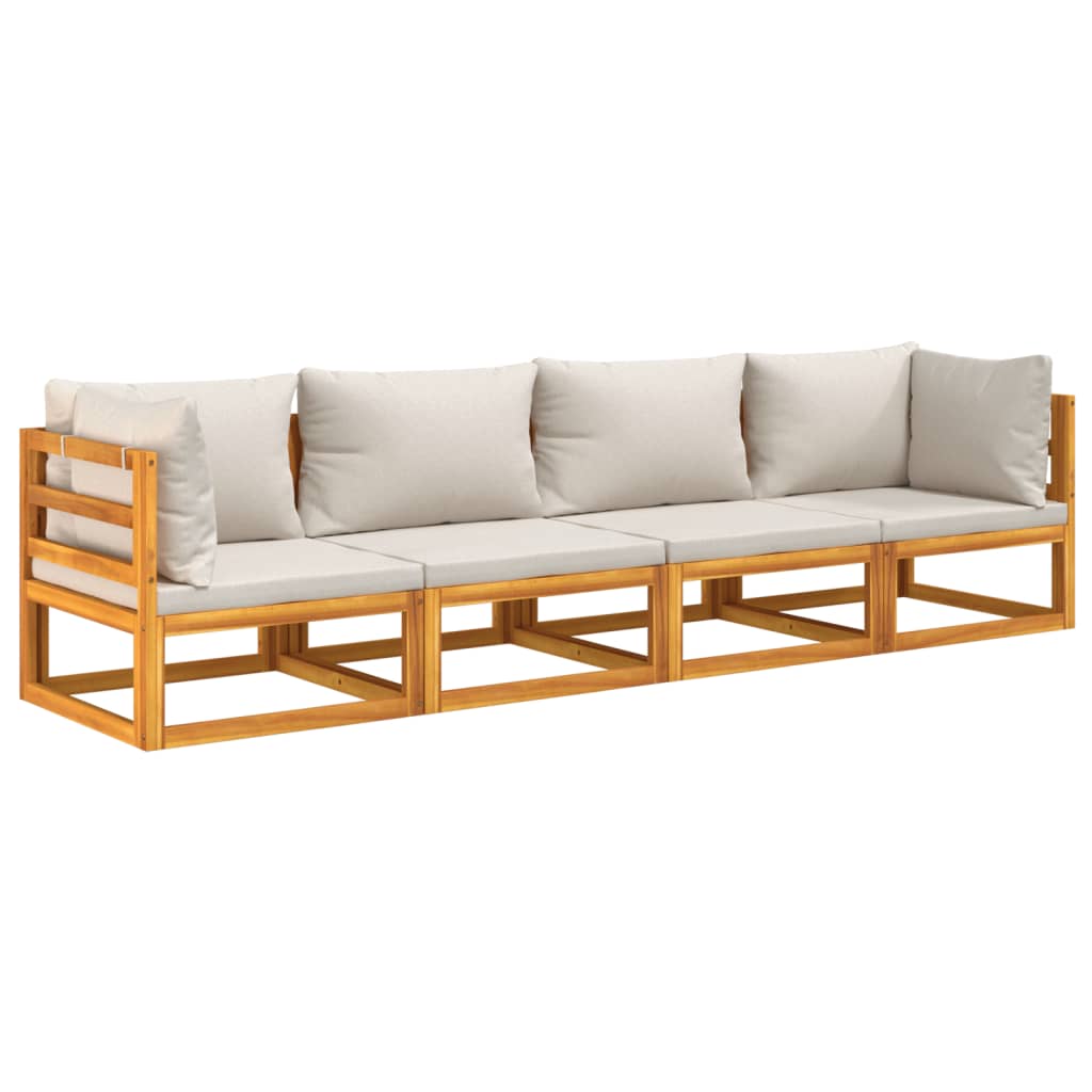 vidaXL Set mobilier grădină, perne gri deschis, 4 piese, lemn masiv vidaXL Set mobilier grădină, perne gri deschis, 4 piese, lemn masiv