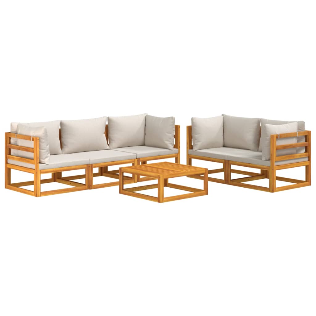 vidaXL Set mobilier grădină, perne gri deschis, 6 piese, lemn masiv