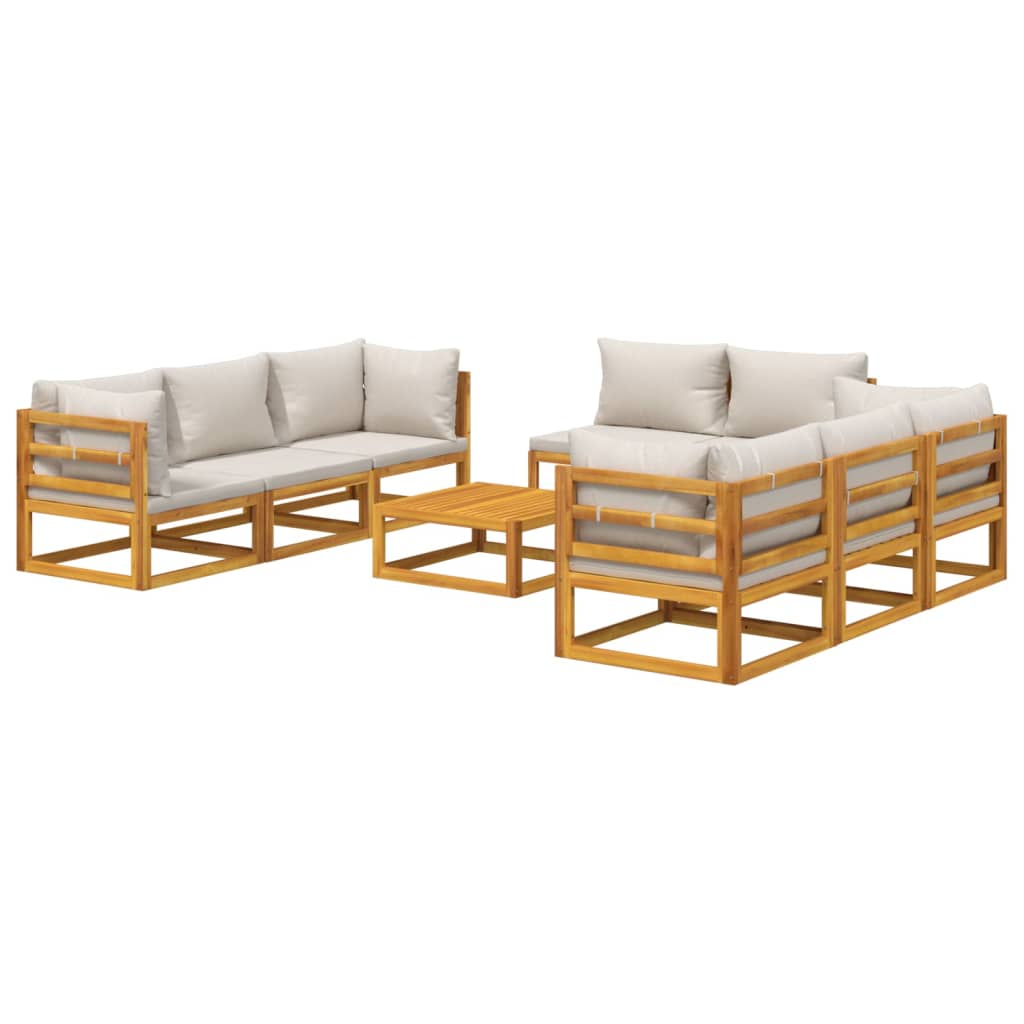 vidaXL Set mobilier grădină cu perne gri deschis, 9 piese, lemn pin vidaXL Set mobilier grădină cu perne gri deschis, 9 piese, lemn pin