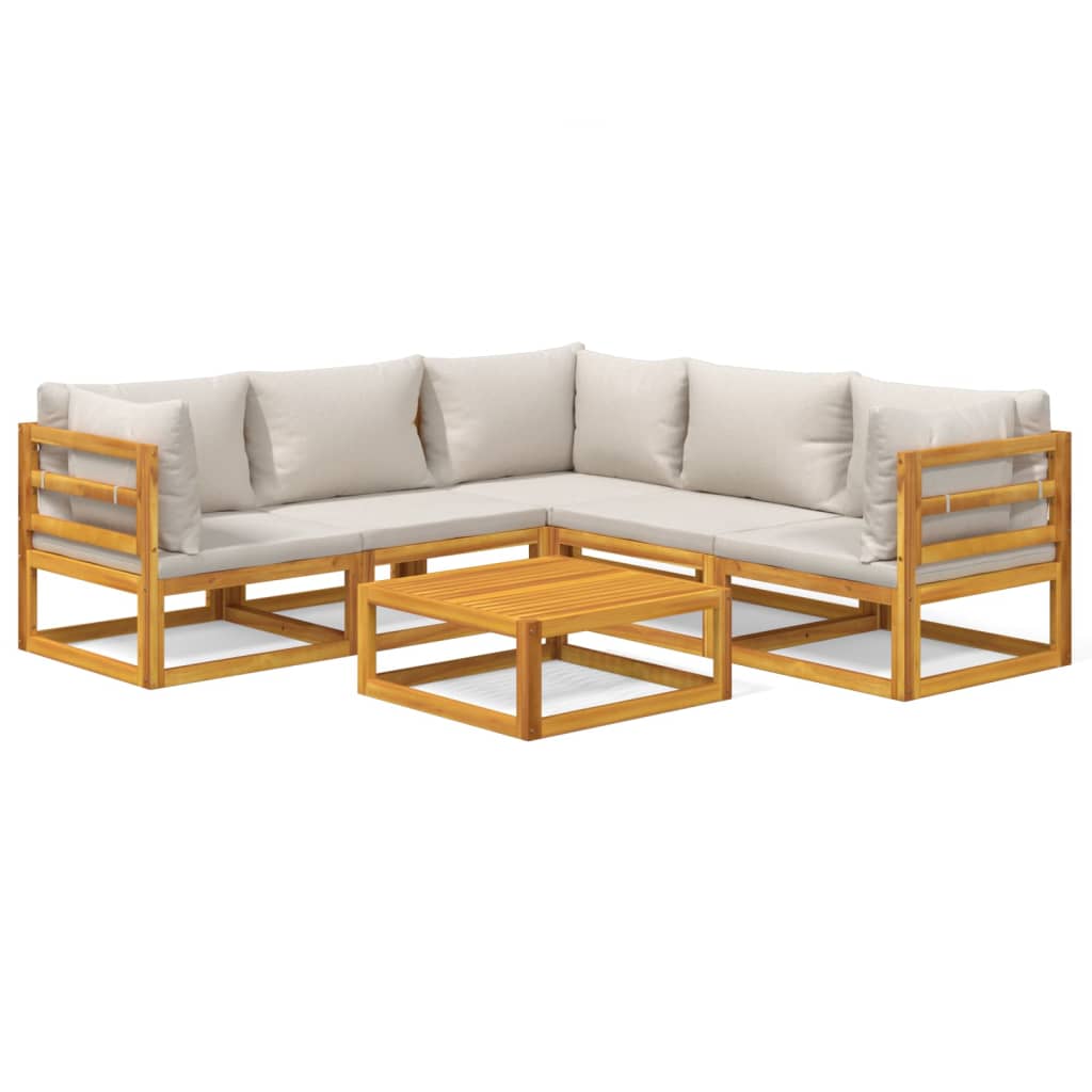 vidaXL Set mobilier grădină, perne gri deschis, 6 piese, lemn masiv