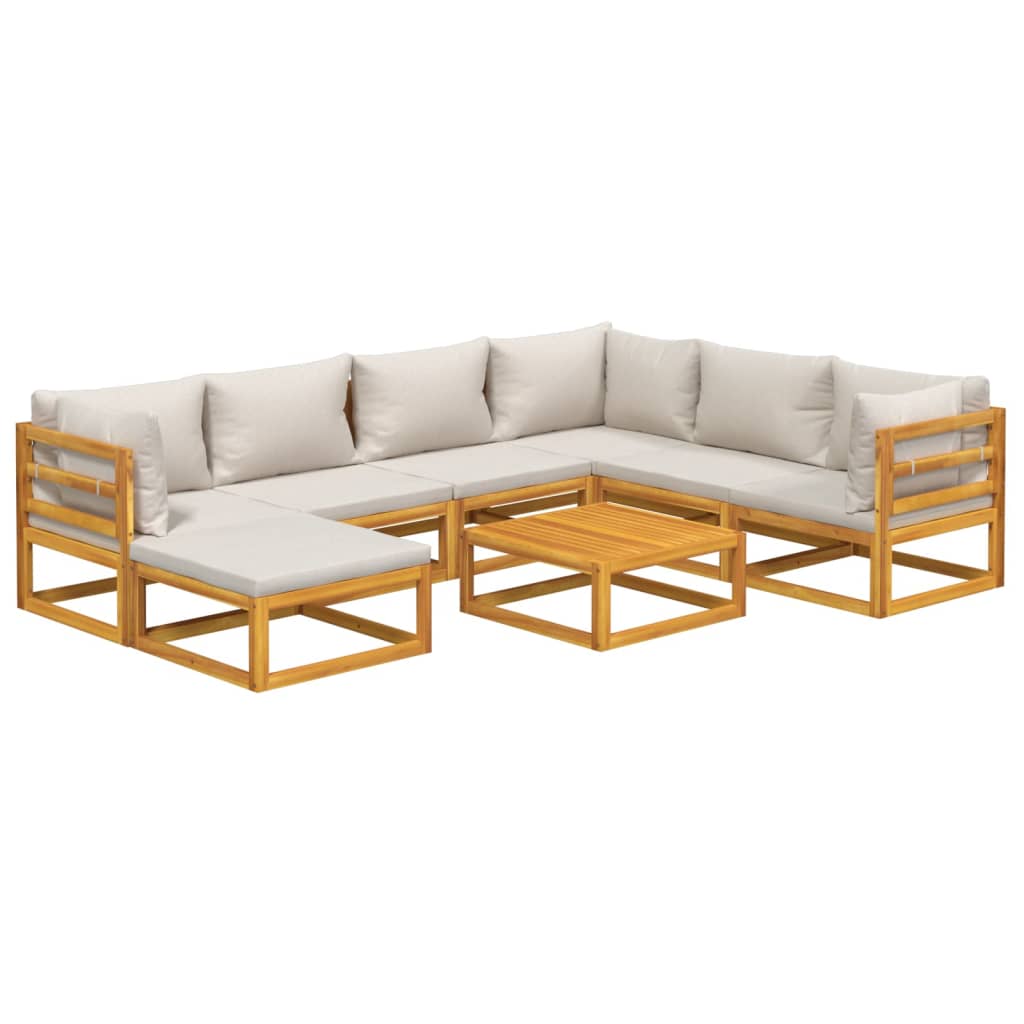 vidaXL Set mobilier grădină cu perne gri deschis, 8 piese, lemn masiv vidaXL Set mobilier grădină cu perne gri deschis, 8 piese, lemn masiv