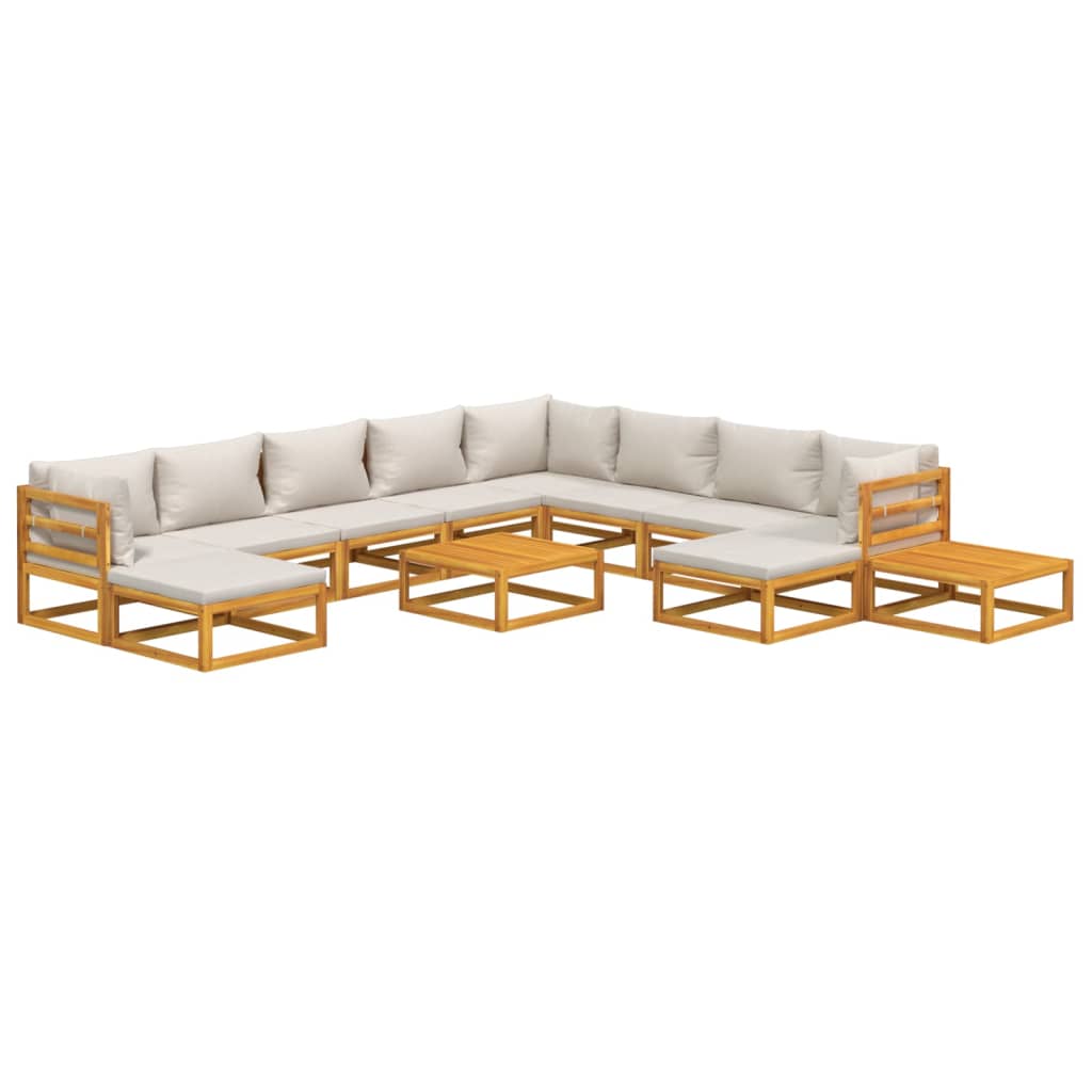 vidaXL Set mobilier grădină cu perne gri deschis, 12 piese, lemn tec vidaXL Set mobilier grădină cu perne gri deschis, 12 piese, lemn tec