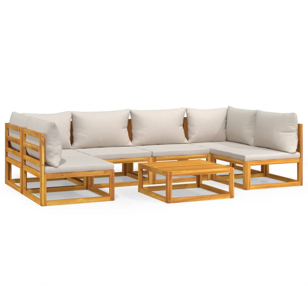 vidaXL Set mobilier grădină, perne gri deschis, 7 piese, lemn masiv vidaXL Set mobilier grădină, perne gri deschis, 7 piese, lemn masiv
