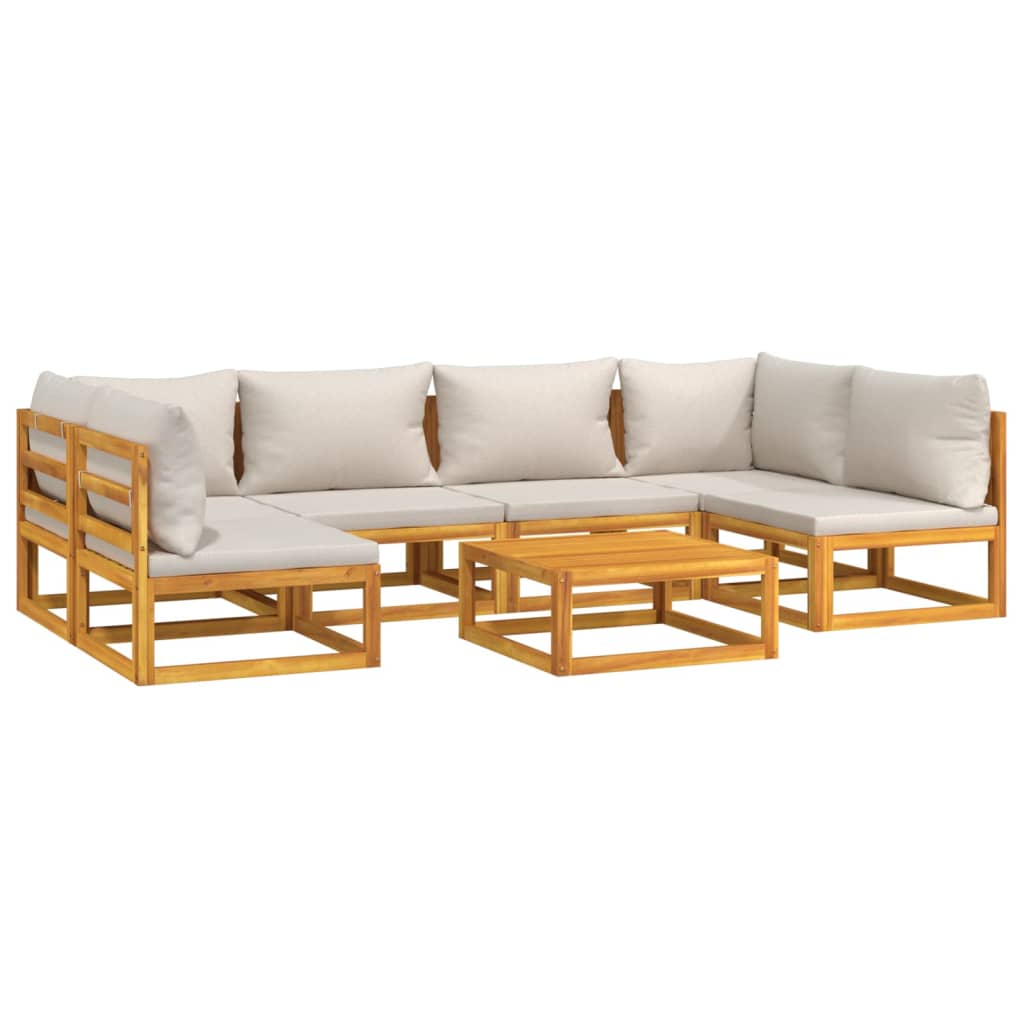 vidaXL Set mobilier grădină, perne gri deschis, 7 piese, lemn masiv vidaXL Set mobilier grădină, perne gri deschis, 7 piese, lemn masiv