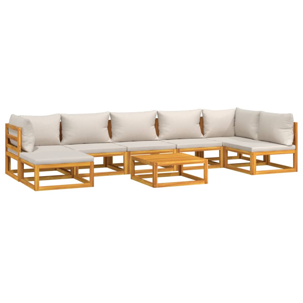 vidaXL Set mobilier grădină cu perne gri deschis, 8 piese, lemn masiv vidaXL Set mobilier grădină cu perne gri deschis, 8 piese, lemn masiv