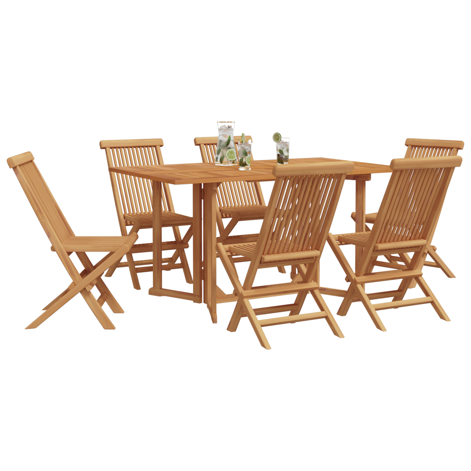 vidaXL Set de masă pentru grădină 7 pcs Maro 140 x 80 x 75 cm vidaXL Set de masă pentru grădină 7 pcs Maro 140 x 80 x 75 cm