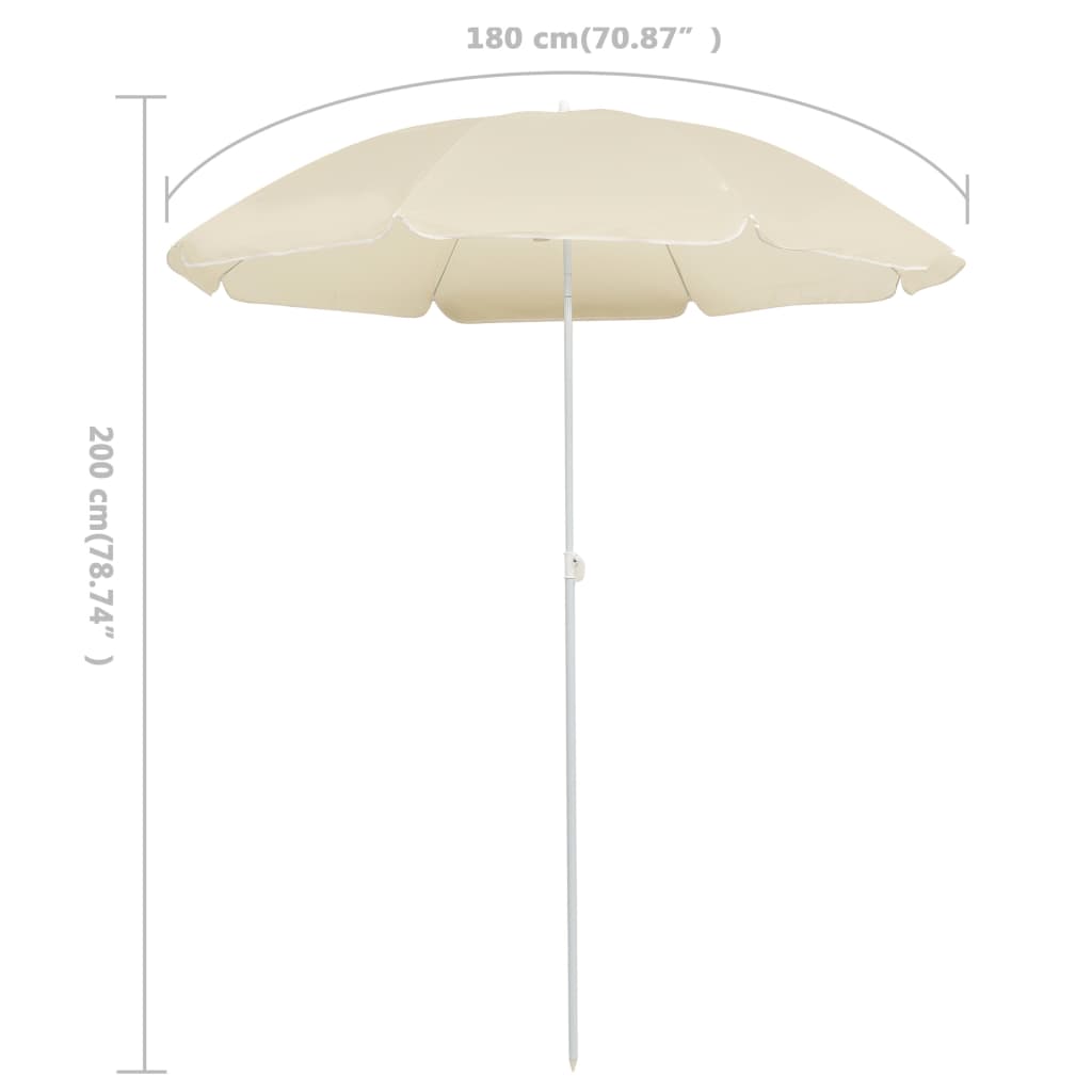 vidaXL Umbrelă de soare de grădină, stâlp din oțel, nisipiu, 180 cm vidaXL Umbrelă de soare de grădină, stâlp din oțel, nisipiu, 180 cm