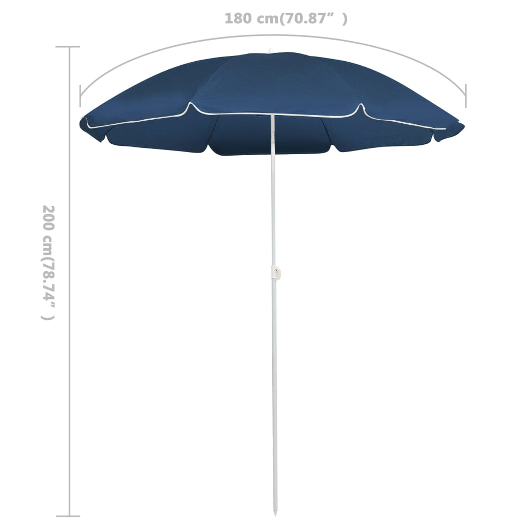 vidaXL Umbrelă de soare de grădină, stâlp din oțel, albastru, 180 cm vidaXL Umbrelă de soare de grădină, stâlp din oțel, albastru, 180 cm