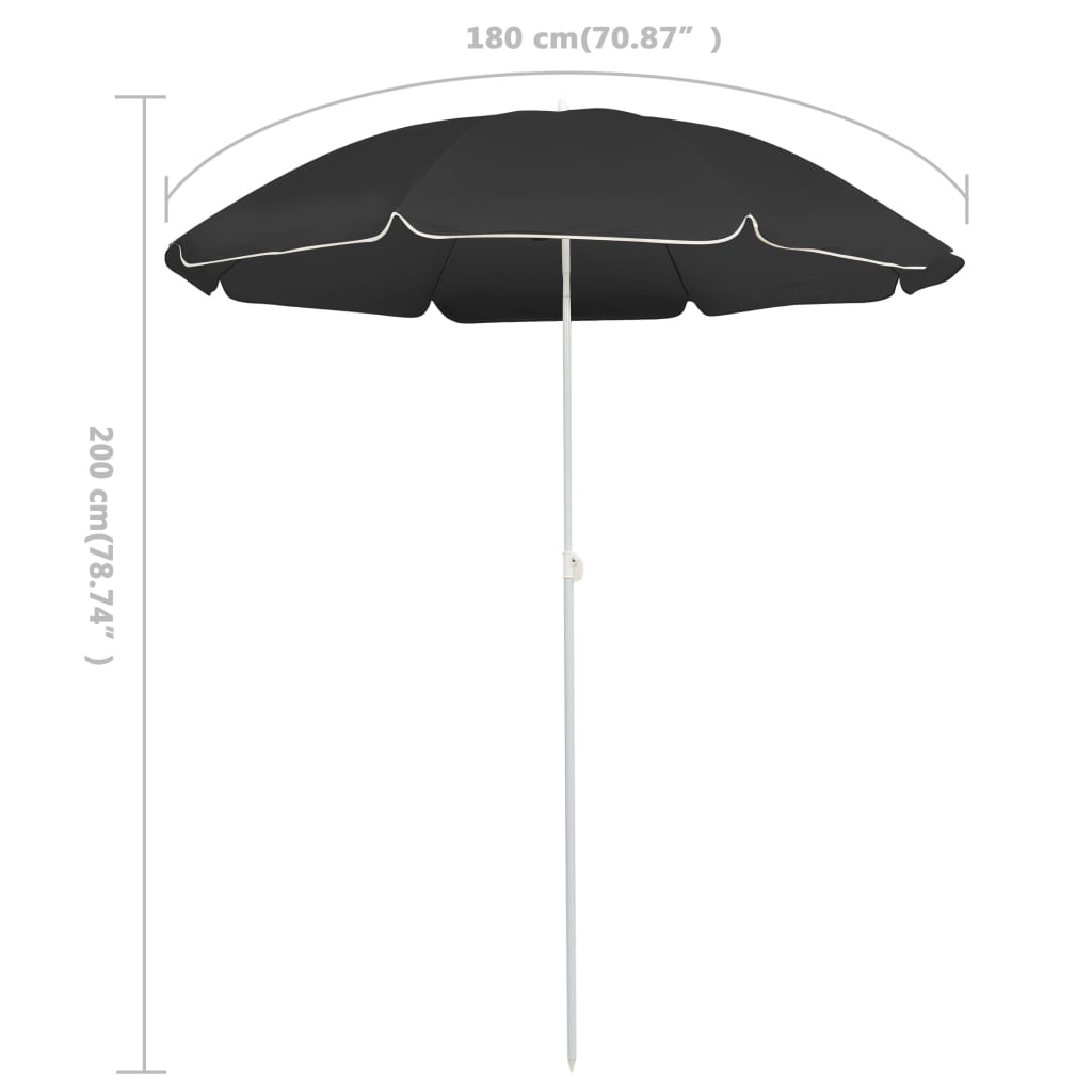 vidaXL Umbrelă de soare de grădină, stâlp din oțel, antracit, 180 cm vidaXL Umbrelă de soare de grădină, stâlp din oțel, antracit, 180 cm