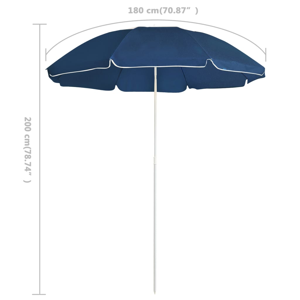 vidaXL Umbrelă de soare de grădină, stâlp din oțel, albastru, 180 cm vidaXL Umbrelă de soare de grădină, stâlp din oțel, albastru, 180 cm