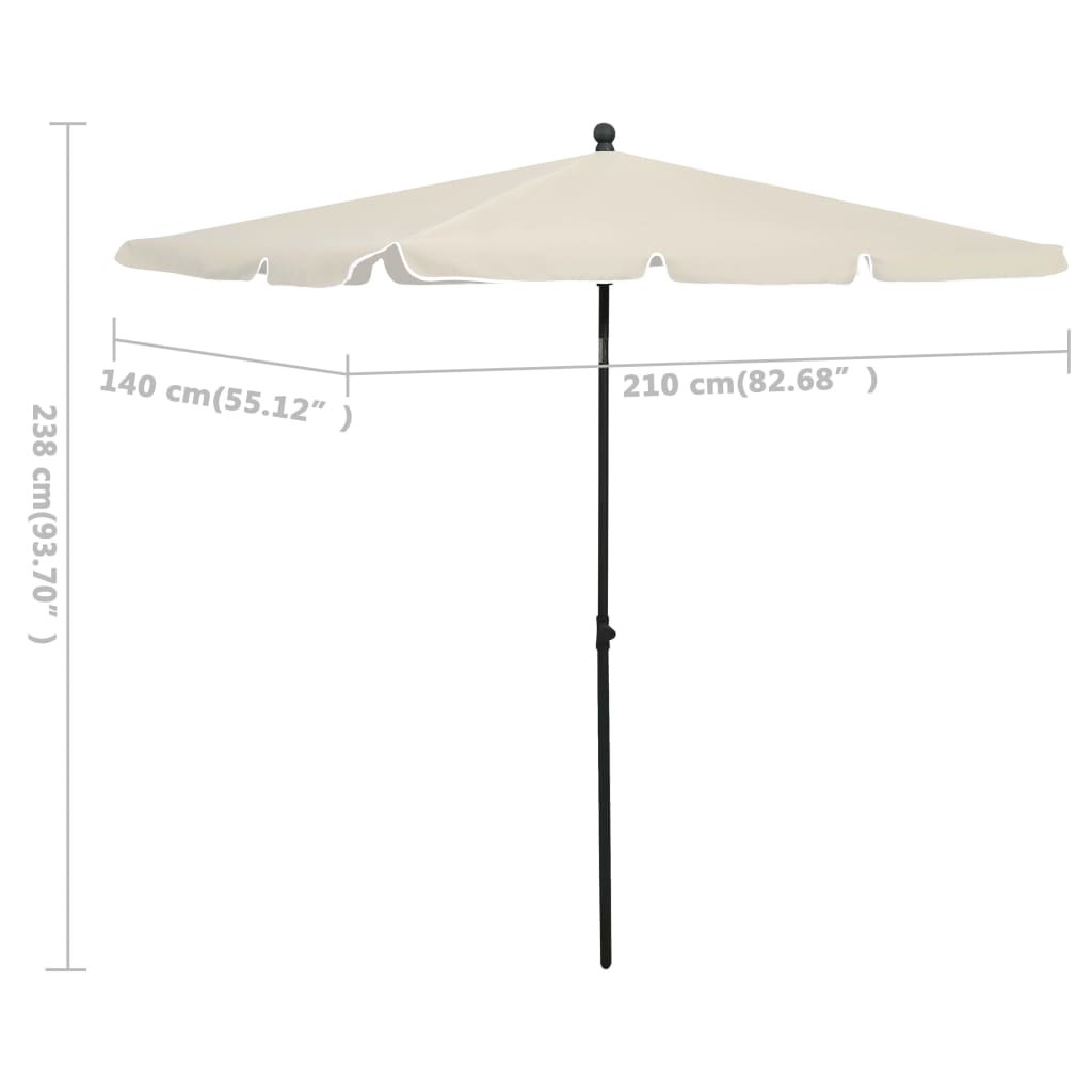 vidaXL Umbrelă de grădină cu stâlp, nisipiu, 210x140 cm vidaXL Umbrelă de grădină cu stâlp, nisipiu, 210x140 cm