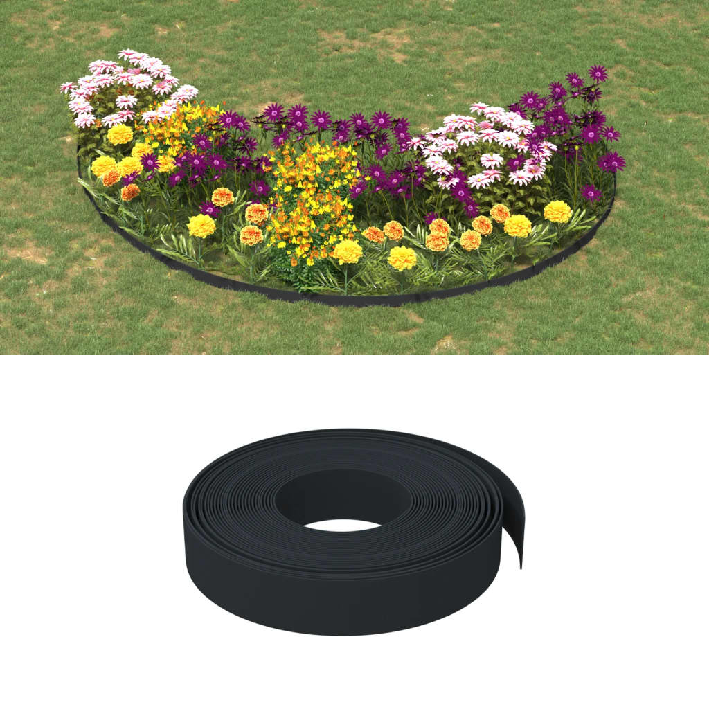 vidaXL Borduri de grădină, 2 buc, negru, 10 m 10 cm, polietilenă vidaXL Borduri de grădină, 2 buc, negru, 10 m 10 cm, polietilenă