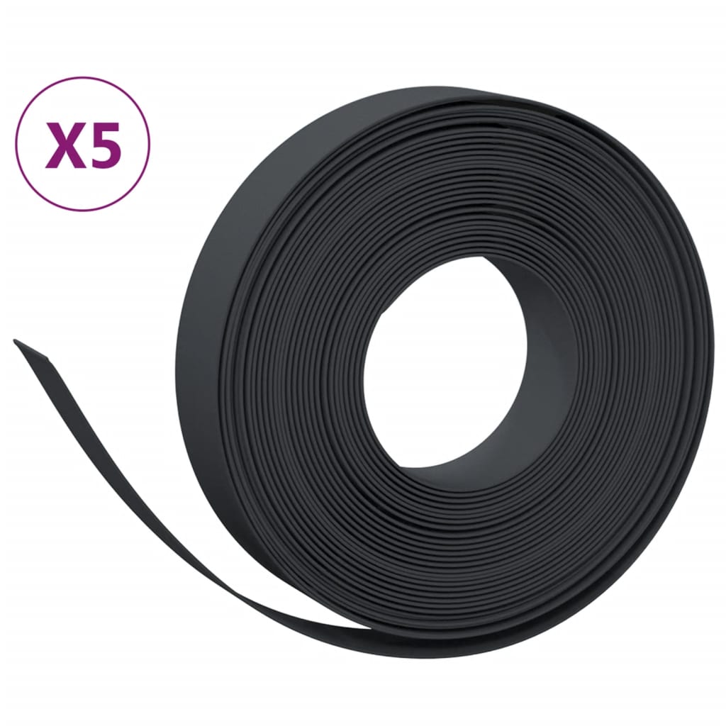 vidaXL Borduri de grădină, 5 buc, negru, 10 m 10 cm, polietilenă