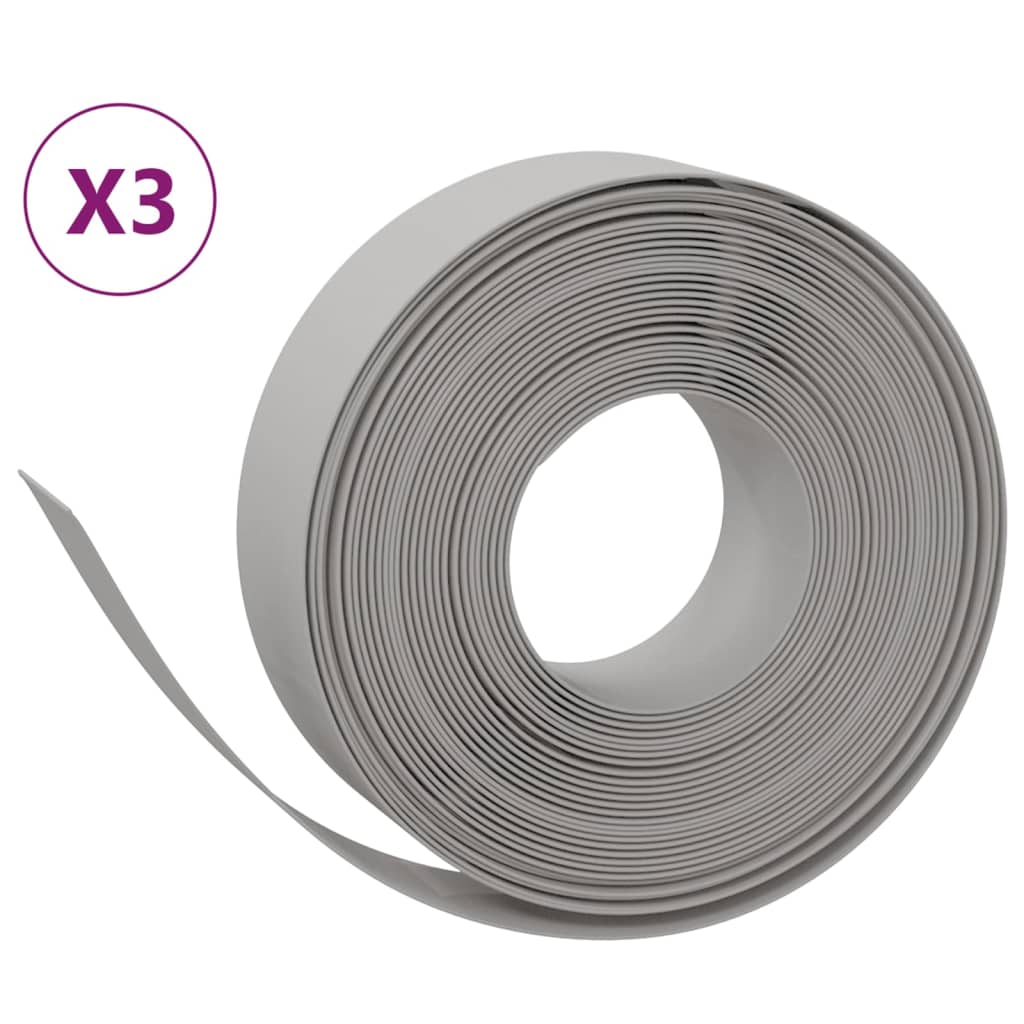 vidaXL Borduri de grădină, 3 buc, gri, 10 m 15 cm, polietilenă